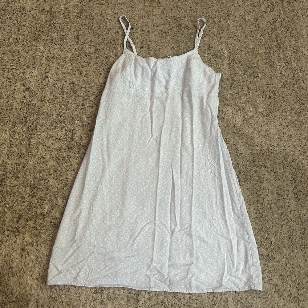 John Galt (Brandy Melville) Light Blue floral mini dress Tie Back Waist Sundress